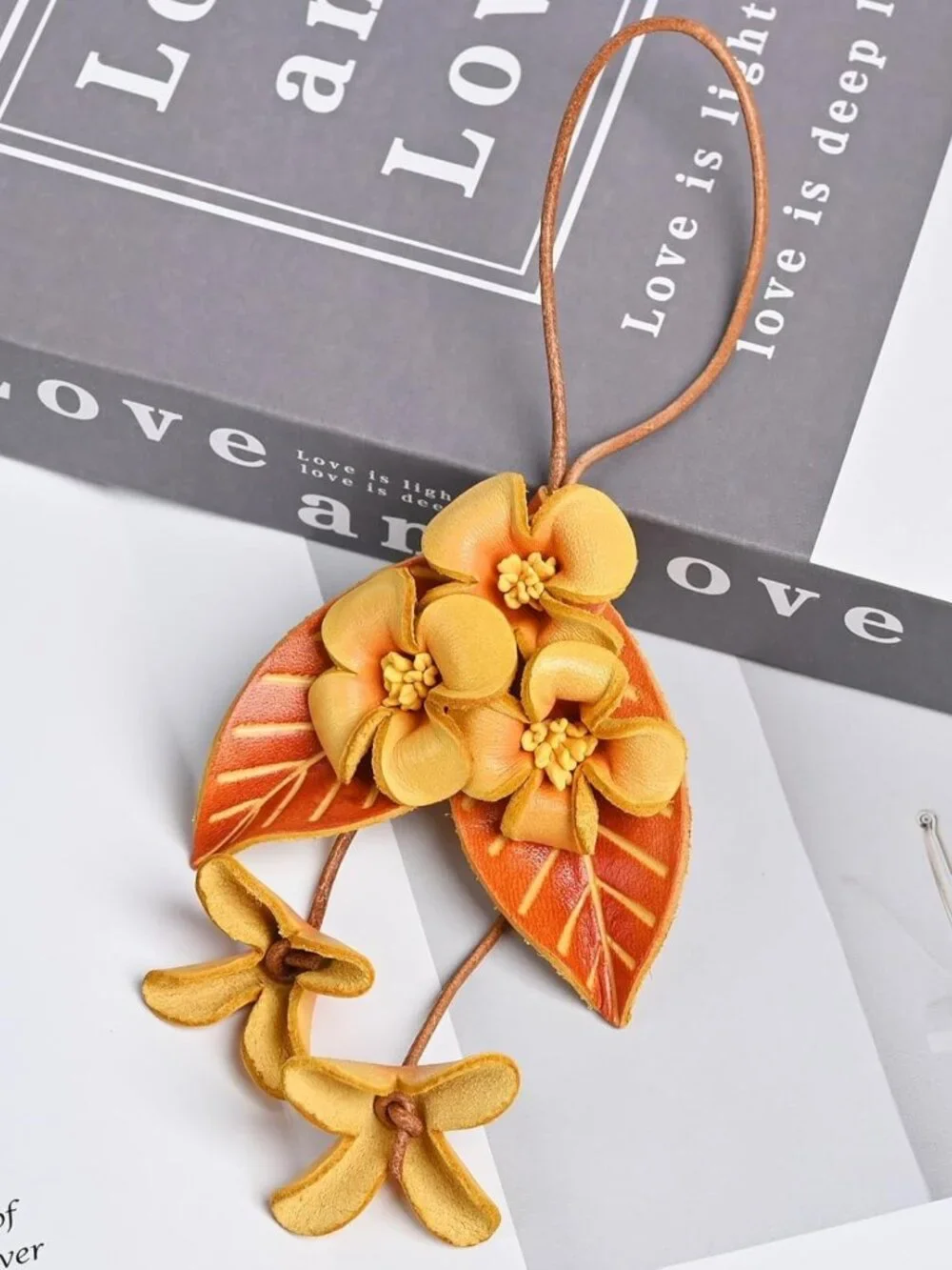 Handcrafted Leather Flower Bag Charm for Women - Unique Accessory for Handbags